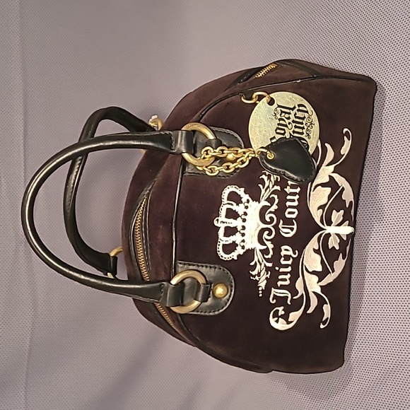 Black Royal Juicy Couture Velour Hand Bag Purse YHRU1931 - Picture 16 of 16